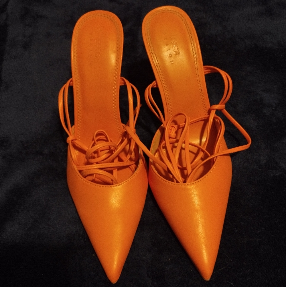 Asos orange mules with straps